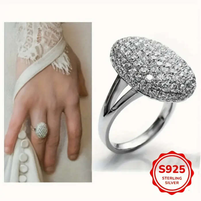 925 Sterling Silver Plated Elegant Round Brilliant Cut Full Set Ring