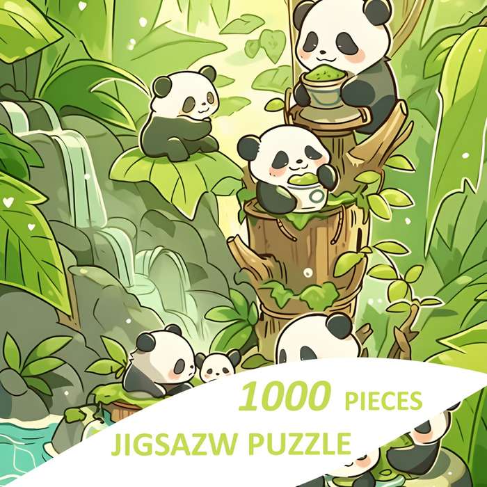 1000pcs Panda-Themed Jigsaw Puzzle for Adults Spring Pandas Artwork Challenging Pap