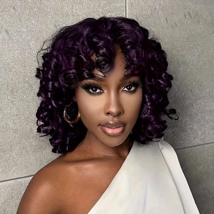 1Pc Black 35.56cm Fashion Design Wig