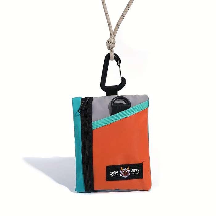 1pc Nylon Coin Purses with Vibrant Orange Teal Gray Design Fashion Mini Cartoon Card Holde