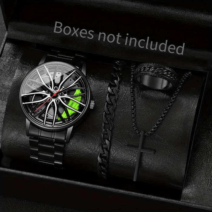 4pcs set Luxury Style Quartz Watch Set with Bracelet Necklace And Ring Does Not Include Watch Box