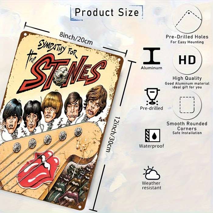 1pc  Vintage Aluminum Metal Sign for Music Lovers 30.48x20.32 cm Weatherproof Pre-Drilled Rock
