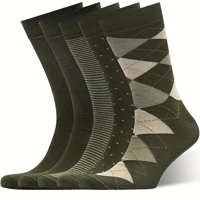 5 Pairs Khaki One Size High Elastic Socks