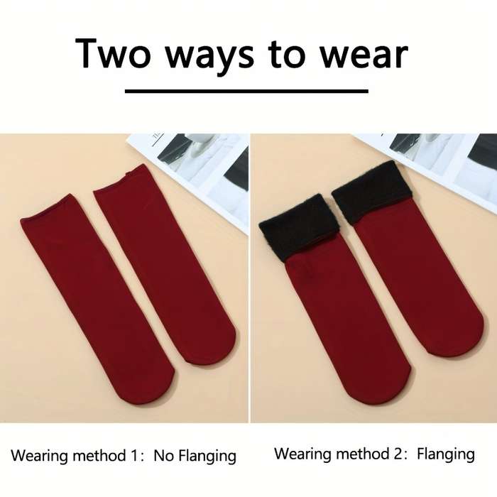 Sock Mixed Color 6 Pairs  Fleece Warmth   One Size