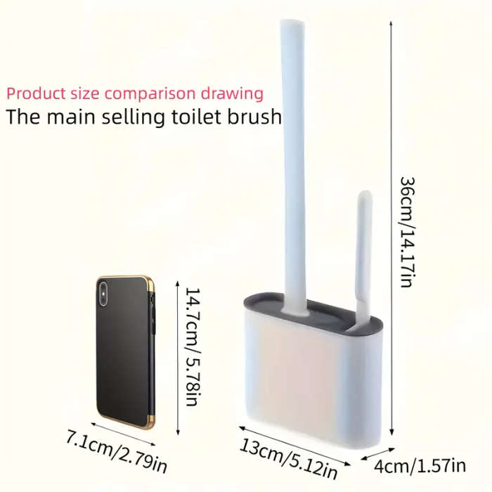 1 Set Of 2 Toilet Brushes And 1 Toilet Seat Wall-Mounted Toilet Brush Silicone Soft Toilet Brush Hea