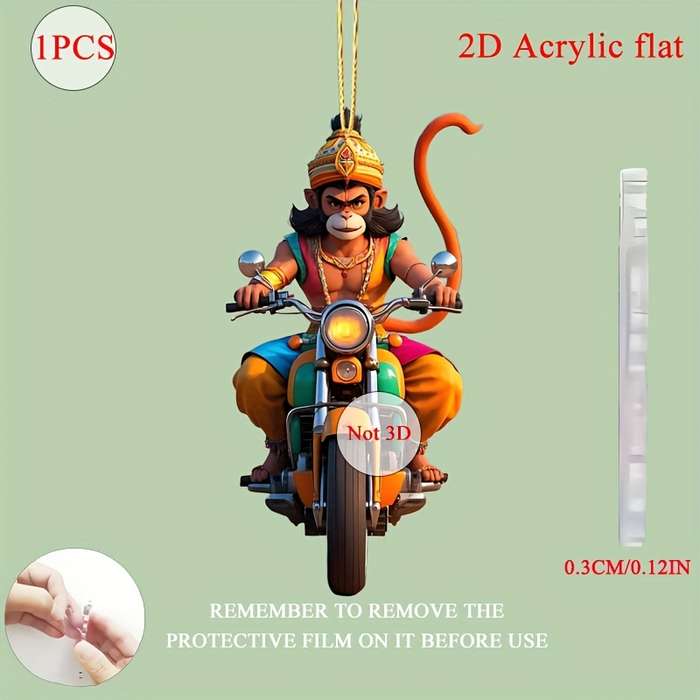 1pc 2D Flat  One piece of  acrylic material charming and funny motorcycle Hanuman theme han