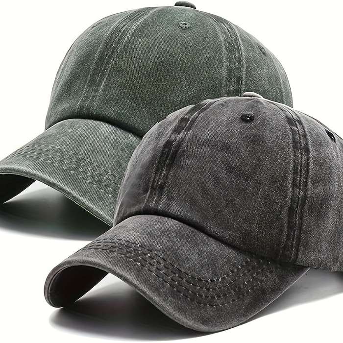 1pc Vintage Washed Denim Baseball Caps 100% Cotton Unisex Adjustable Inelastic Outdoor Sun Sh