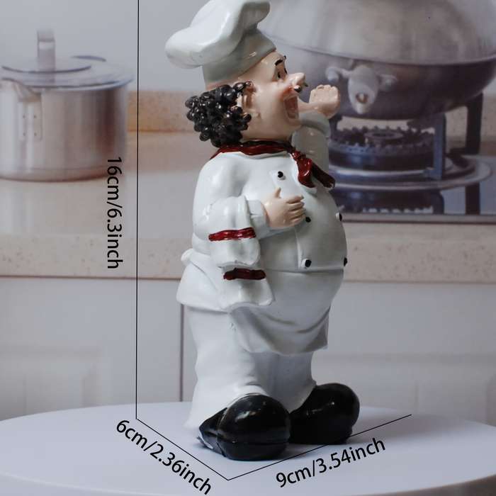 1pc Resin Chef Figurine with Towel Decorative Singing Chef Statue for Kitchen Indoor Use Non-El