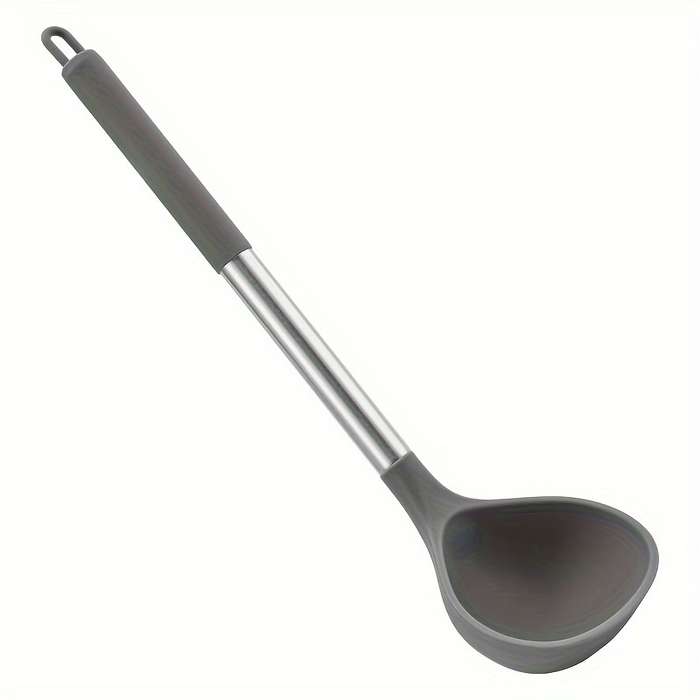 1pc large silicone spoon silicone spoon stainless steel handle spoon large spoon non-stick