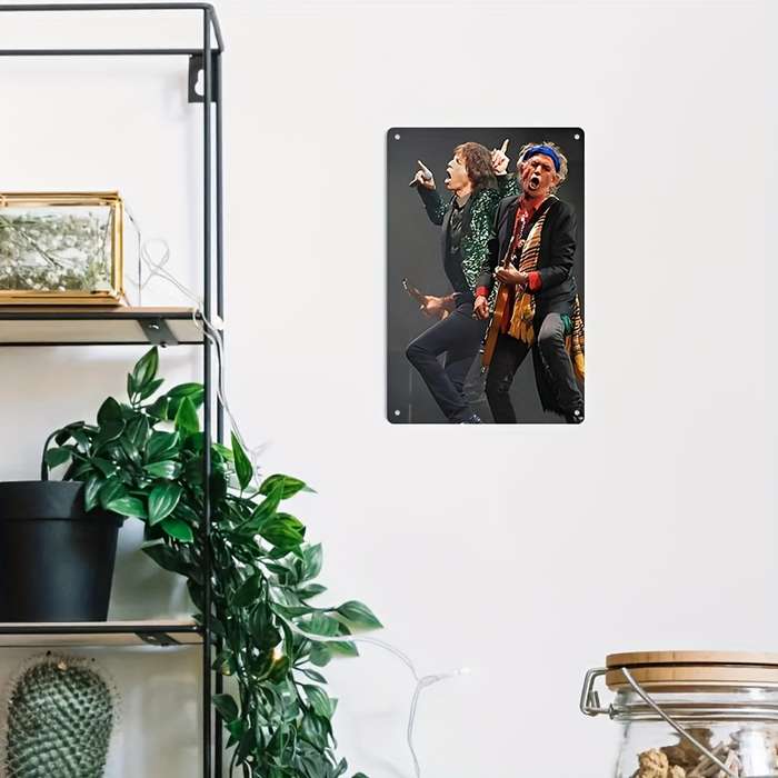 1pc Vintage Rolling Stones Band Metal Poster 20.32x30.48 cm Tin Sign with Iconic Mick Jagger Gu