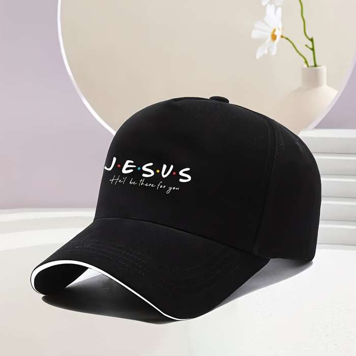 1pc Adjustable Baseball Cap With 'Jesus' Print Lightweight Breathable Fabric Wide Brim For Outd