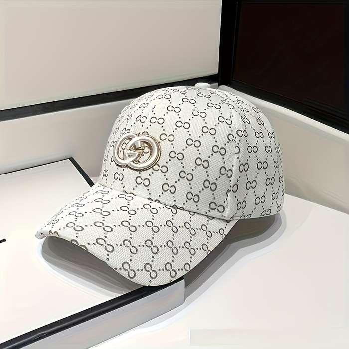 1pc Trendy Premium Curved Brim Baseball Cap Embroidery Letter G Logo Full Print Trucker Hat Sna