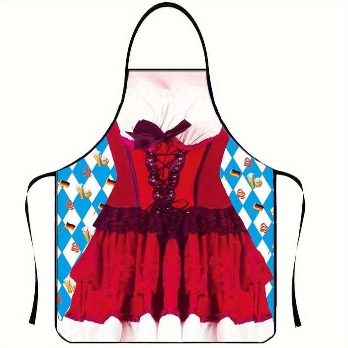 1pc Polyester Apron with Beer-Themed Print Stylish Kitchen Dining Wear for Men and Women Origi