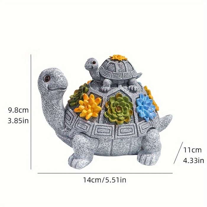 1pc Resin Mother and Youngsters Turtle Ashtray Oval Animal-Themed Ash Storage Box for Home and Gar