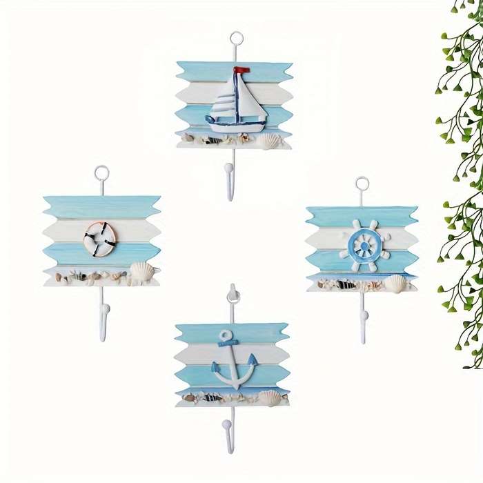 1pc Contemporary Wood Robe  Towel Hooks Wall Mounted Easy Install Storage Organizer for Home Hotel C