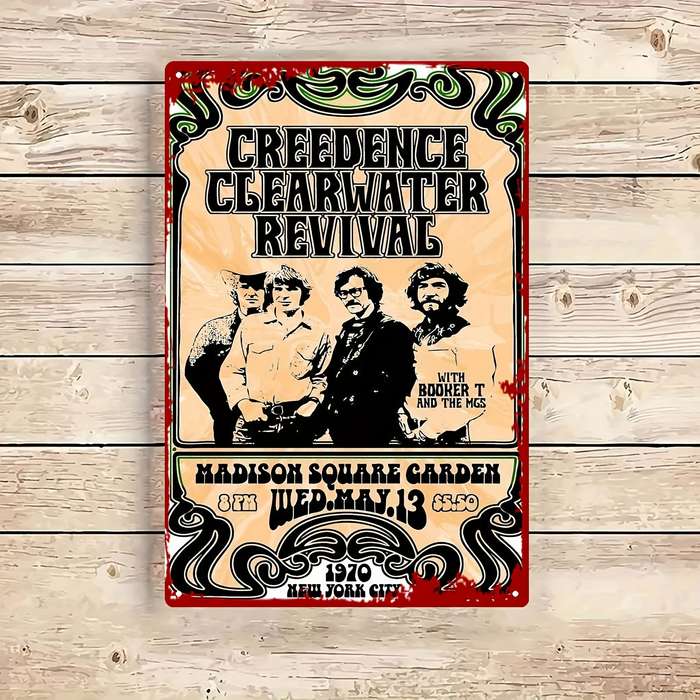 1pc Vintage Credence Clearwater Revival Metal Wall Art 20.32x30.48 cm Retro Iron Painting for Hom