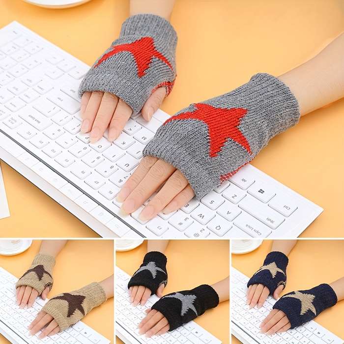 1 Pair Grey Warm Gloves