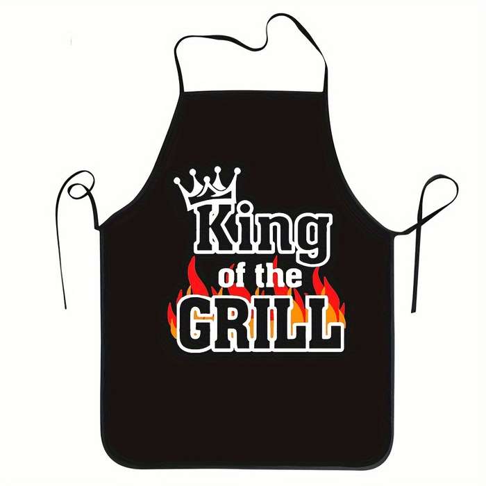 1pc Polyester Apron with "King of the Grill" "Kiss the Cook" Beer Prints Durable Easy to C