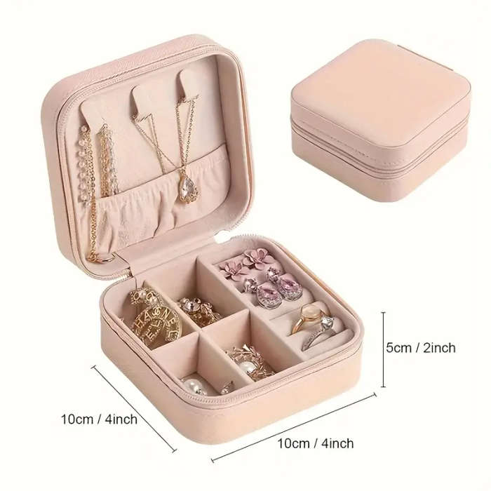 Vintage Leather Jewellery Box - Pink