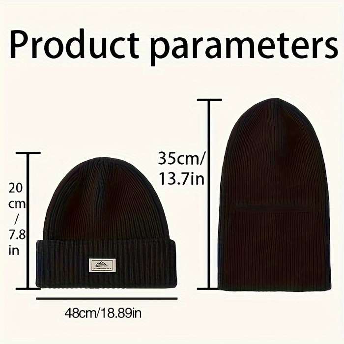 1pc 2-in-1 Polyester Knit Balaclava Beanie Hat with Windproof Face Mask Casual Style 90% Polyest