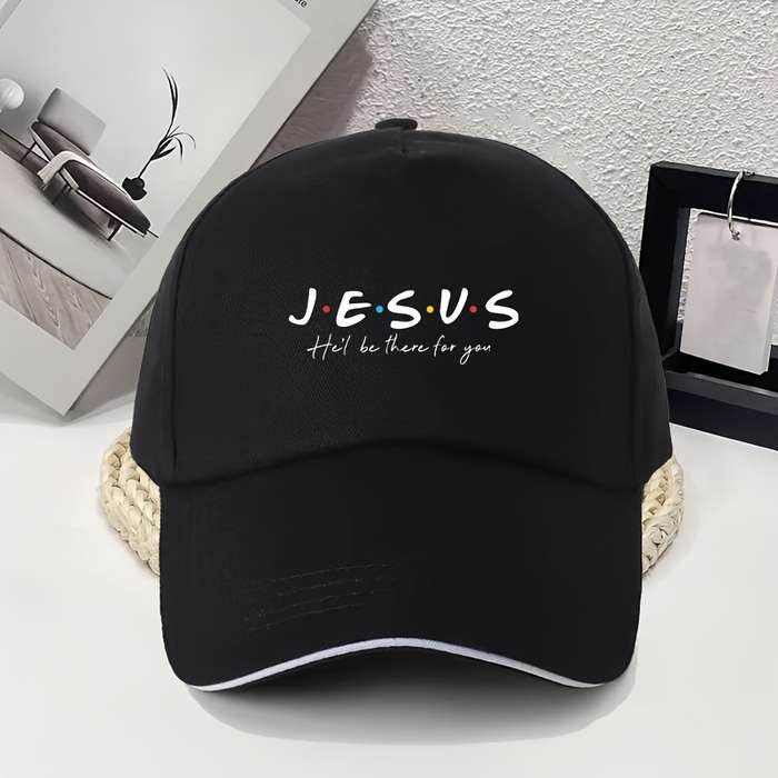 1pc Adjustable Baseball Cap With 'Jesus' Print Lightweight Breathable Fabric Wide Brim For Outd