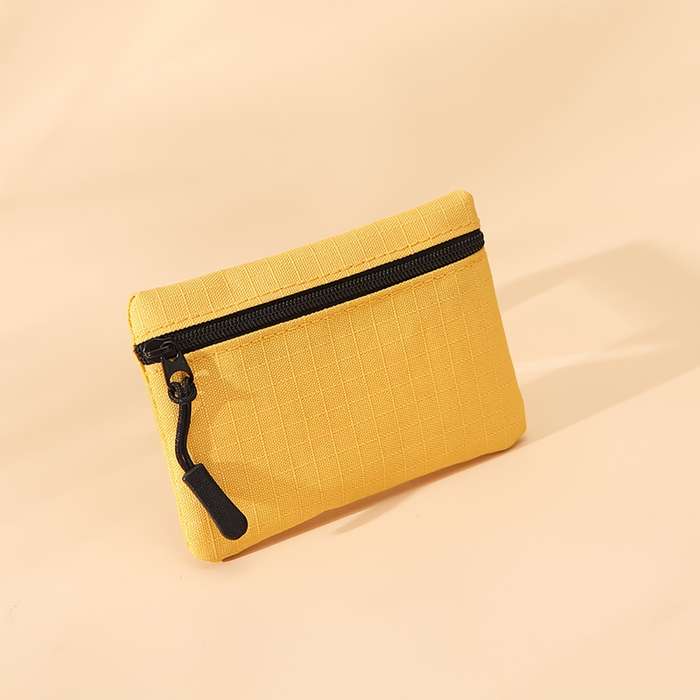 1pc New Mini Multi-Color Oxford Cloth Coin Purse with Solid Color Mesh Zipper Portable for Student