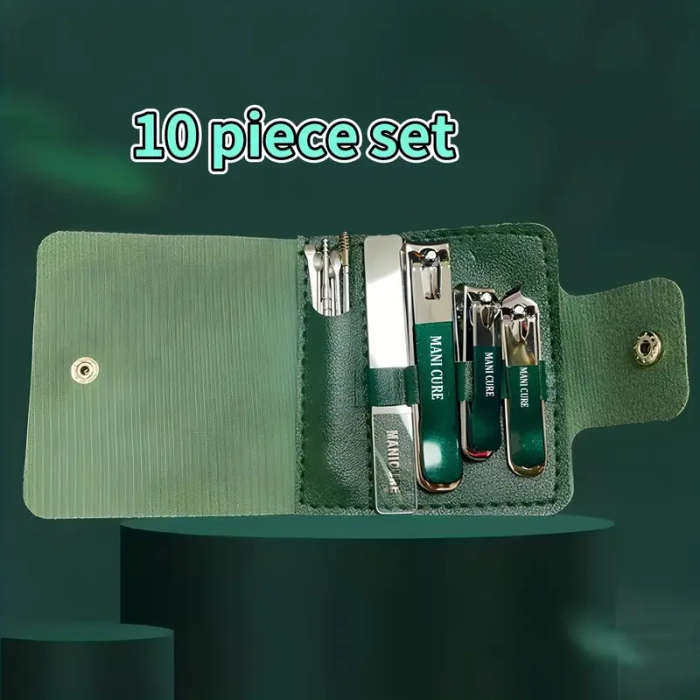 10pcs Professional Nail Clipper Set for Men Featuring a Luxurious Stainless Steel Manicure Tool Kit