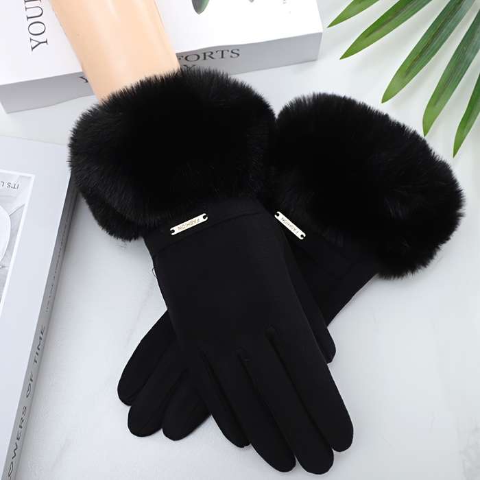 1 Pair Black Warm Gloves