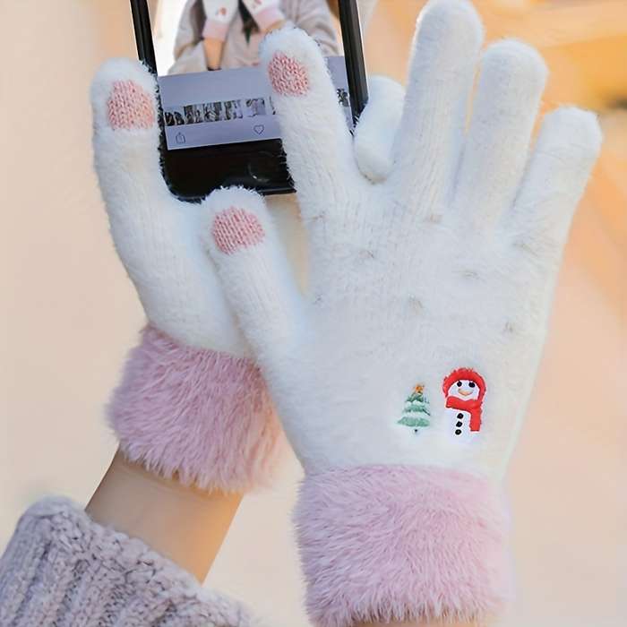 1 Pair Grey Warm Gloves