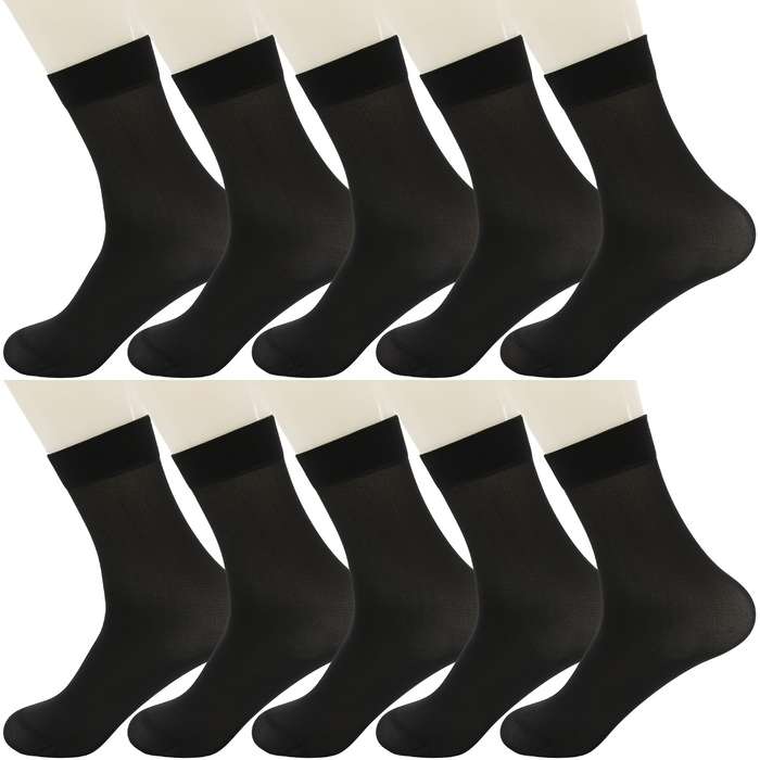 10 Pairs Black One Size High Elastic Socks