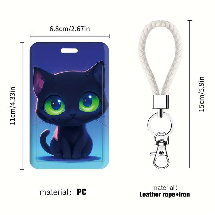 1pc Cute Ghost Black Cat Series ID Badge Holders with Lanyard Plastic Card Case for Doctors Nurse