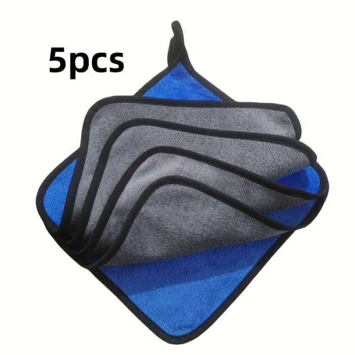 5pcs Microfiber Suede Car Towels Super Absorbent Extra Thick Non-woven Polishing Washing and Drying