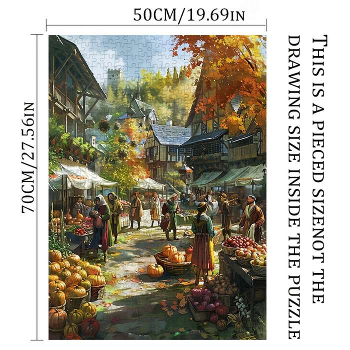 1000pcs Adult Vintage Autumn Market Scene Jigsaw Puzzle 50x70cm 19.7x27.6in Large P