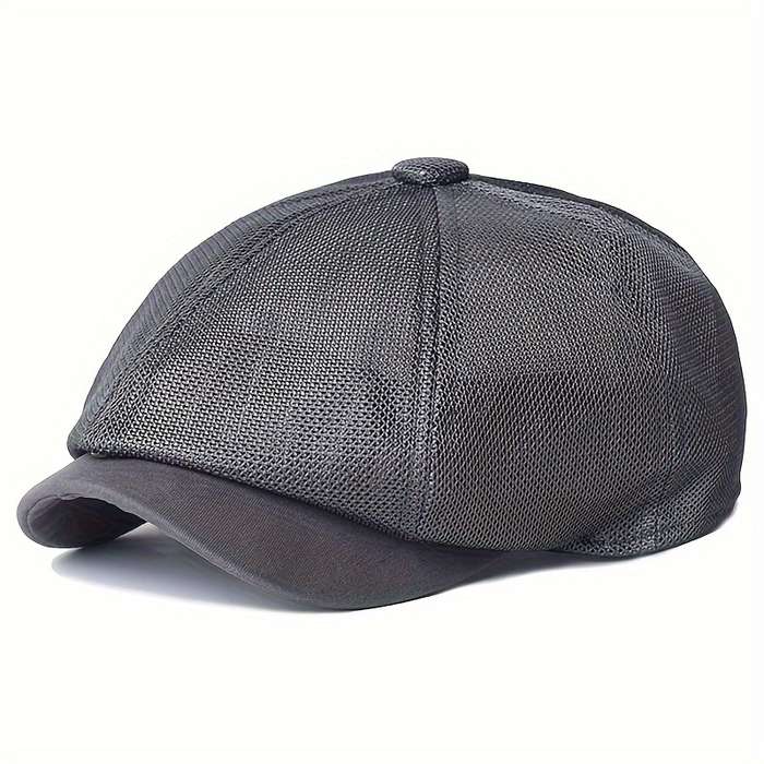 1pc Breathable Mesh Newsboy Cap Summer Casual Outdoor Beret Fashion Solid Color Octagonal Hat fo