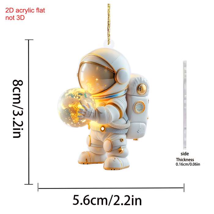 1pc 2D Flat    Acrylic Astronaut Car Rearview Mirror Ornament Suitable for Bags Keych