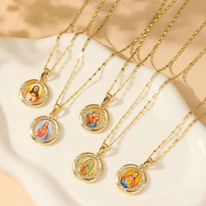 1 Piece Light Yellow Jesus Theme Pendant