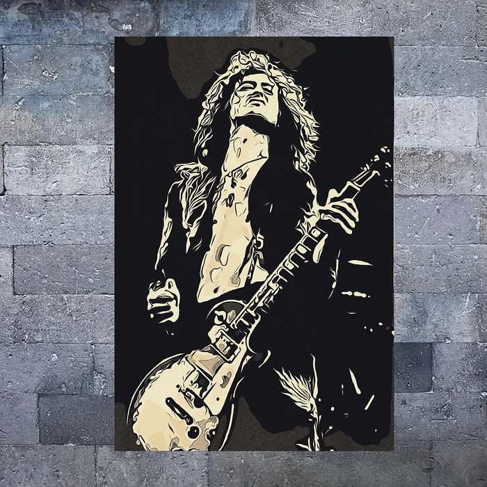 1pc  Jimmy Page Pop Art Canvas Print Frameless 30.48x45.72 cm HD Wall Art Black White Guita