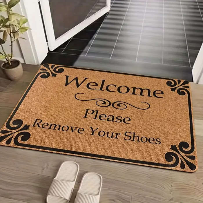 1pc Boho Chic Brown Welcome Door Mat Machine Washable Non-Slip Lightweight Dirt-Resistant Polyester
