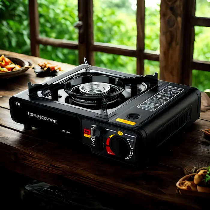 Portable Camping Stove with Adjustable Control Knob & Safety Valve - Compact Lightweight Design for