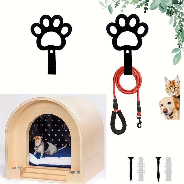 2pcs Adorable Metal Dog Paw Key HooksRust-Resistant Powder-Coated Finish for Durability Perfect