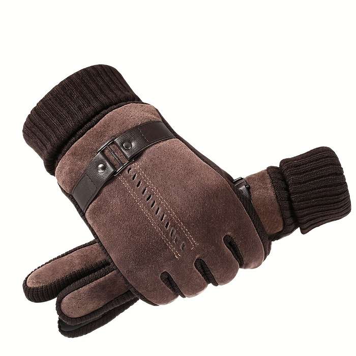 1 Pair Khaki Warm Gloves