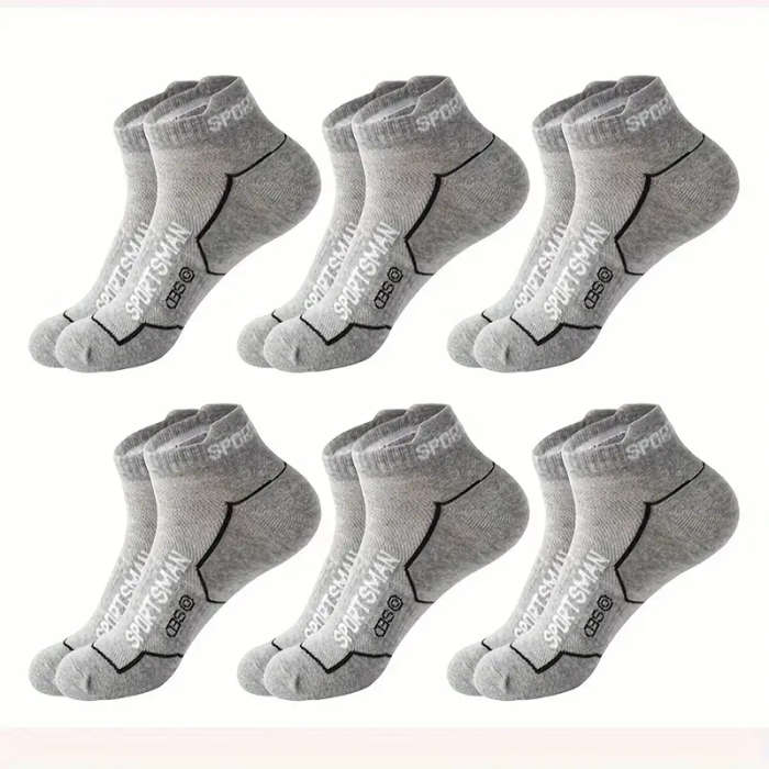 6 Pairs of Unisex Athletic Socks - Breathable Cotton