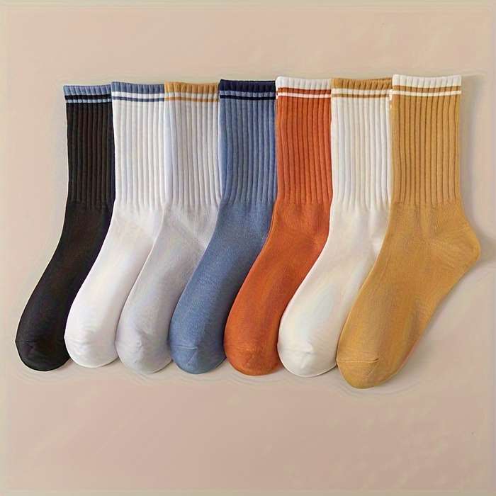 7 Pairs One Size Pattern High Elastic Socks