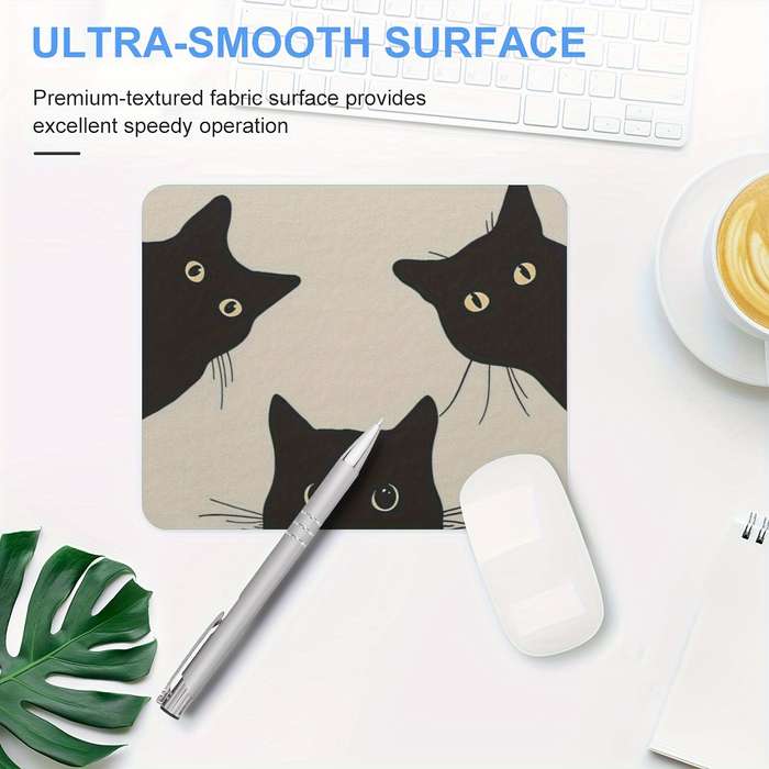 1pc of Three Black Cat Game Mouse Pads Rectangular Mouse Pads for Women and Girls w