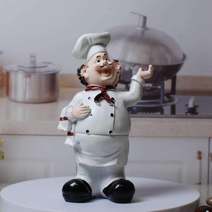 1pc Resin Chef Figurine with Towel Decorative Singing Chef Statue for Kitchen Indoor Use Non-El