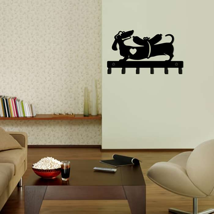 1pc of funny smart puppy metal decorative key hook design keychain rack door back wall garage key