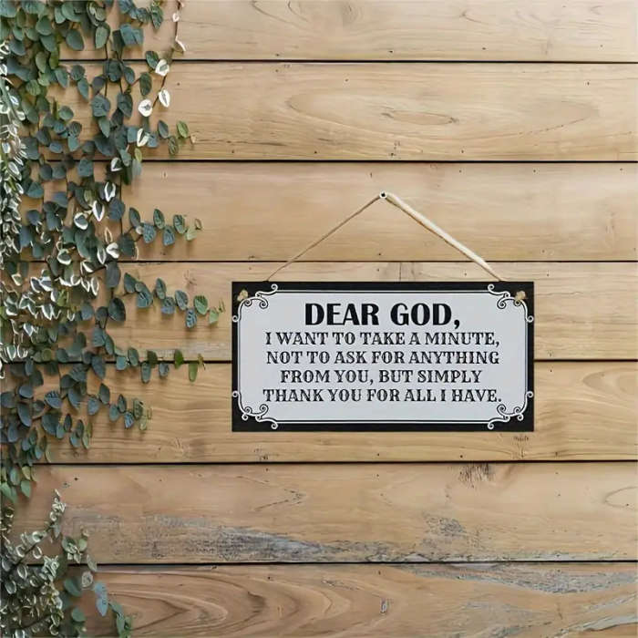1pc Contemporary Manufactured Wood Prayer Sign Dear God Inspirational Wall Decor for Living Room Por
