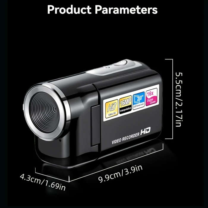 1pc DV Camera with 5.08cm HD IPS Screen 720p Video Capture 8x Digital Zoom Compact Portable Video