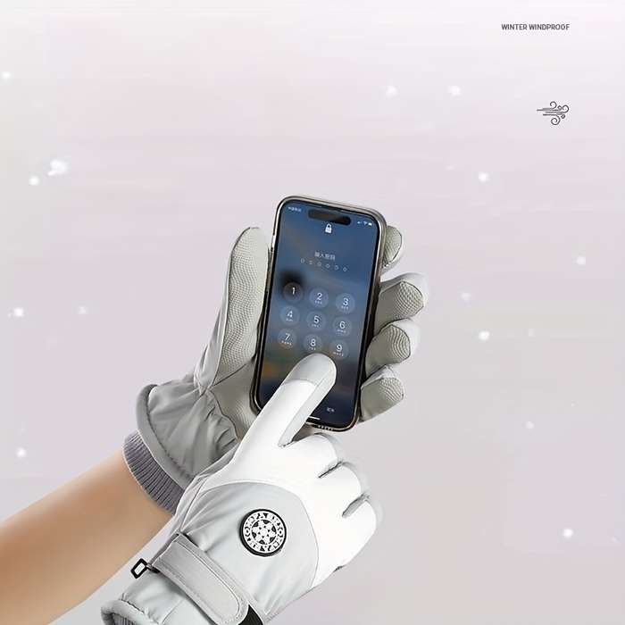 1 Pair Gray White Warm Gloves