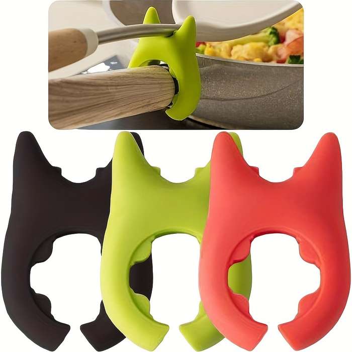 3pcs Silicone Kitchen Utensil Set Non-Stick Spatula Slotted Turner with Wooden Handles Sili